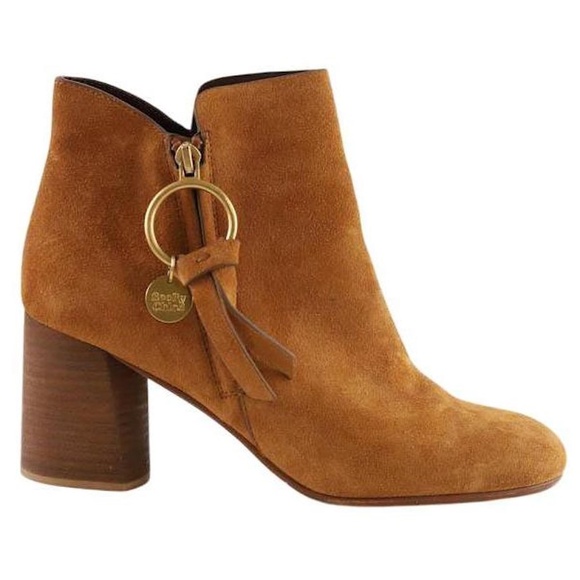 See by Chloe Brown Suede Medium Louise Ankle Boots - Picture 1 of 9